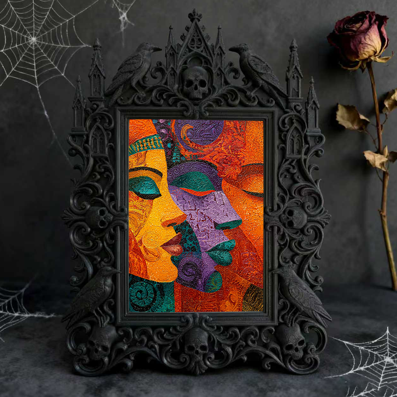 Reel-trending Gothic Dark-style Photo Frame | Ghost-themed Tiny Bookstore Nook Decor, Photo Ornament, Wall-mountable & Tabletop, Plastic Fra