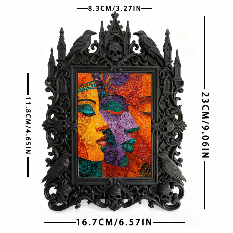 Reel-trending Gothic Dark-style Photo Frame | Ghost-themed Tiny Bookstore Nook Decor, Photo Ornament, Wall-mountable & Tabletop, Plastic Fra