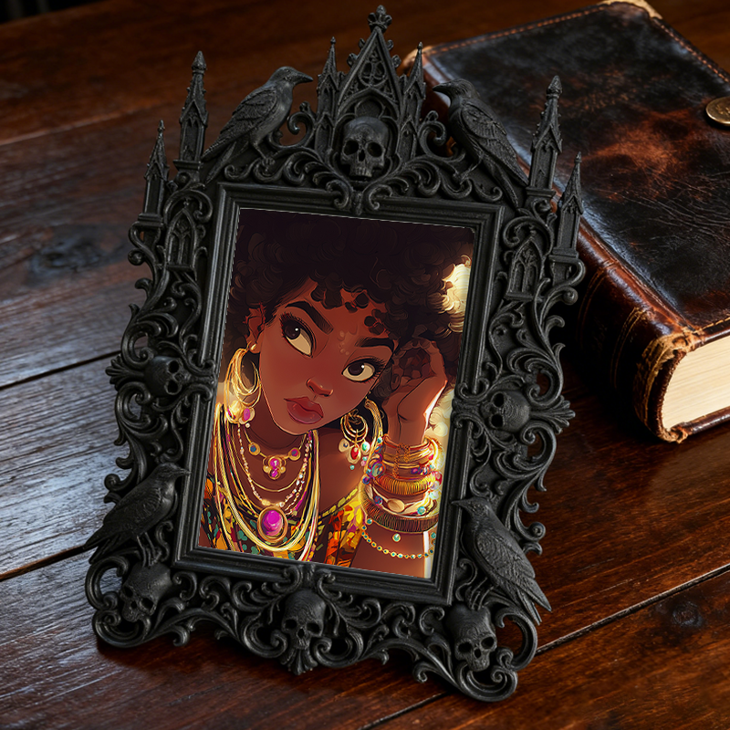 Quick-sell-gothic Gothic Dark-style Photo Frame | Gothic Craft Beer Taproom Wall Decor, Photo Ornament, Dual-use Display, Retro Plastic Fram
