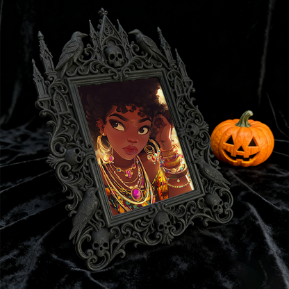 Quick-sell-gothic Gothic Dark-style Photo Frame | Gothic Craft Beer Taproom Wall Decor, Photo Ornament, Dual-use Display, Retro Plastic Fram