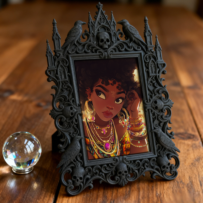Quick-sell-gothic Gothic Dark-style Photo Frame | Gothic Craft Beer Taproom Wall Decor, Photo Ornament, Dual-use Display, Retro Plastic Fram