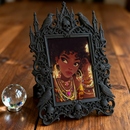 Quick-sell-gothic Gothic Dark-style Photo Frame | Gothic Craft Beer Taproom Wall Decor, Photo Ornament, Dual-use Display, Retro Plastic Fram