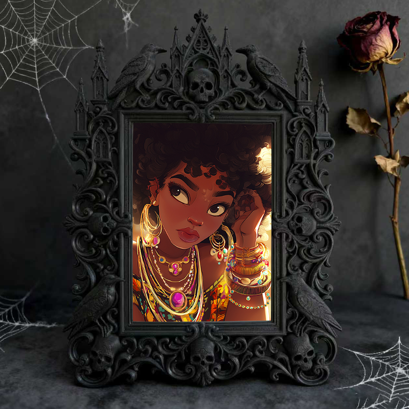 Quick-sell-gothic Gothic Dark-style Photo Frame | Gothic Craft Beer Taproom Wall Decor, Photo Ornament, Dual-use Display, Retro Plastic Fram