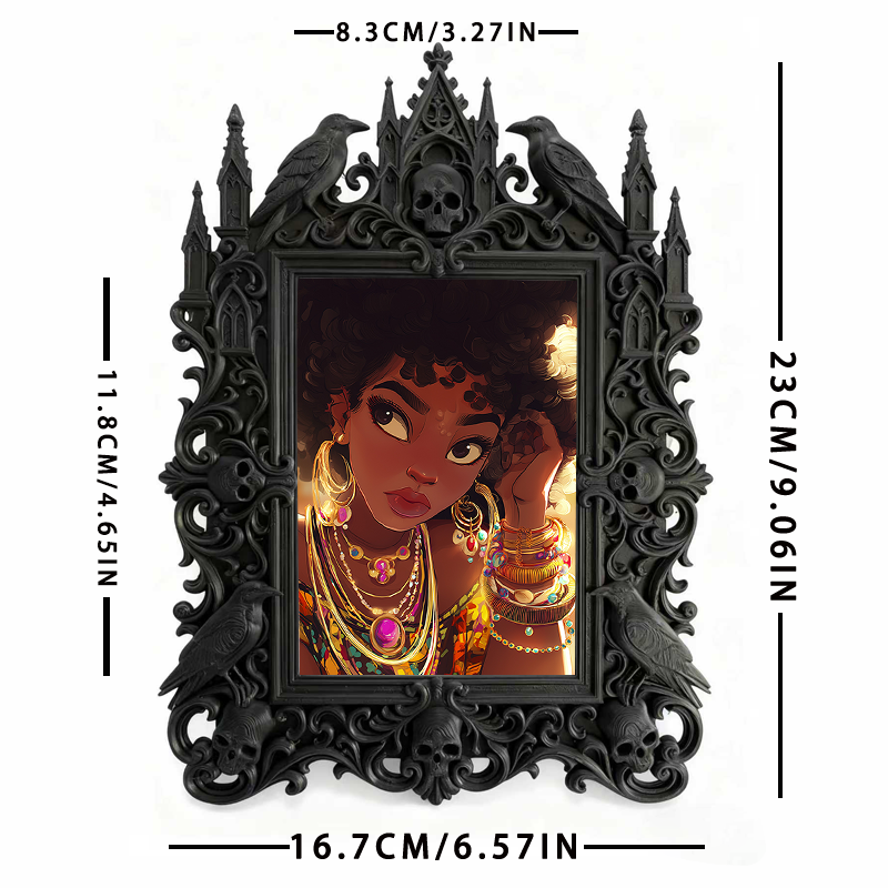 Quick-sell-gothic Gothic Dark-style Photo Frame | Gothic Craft Beer Taproom Wall Decor, Photo Ornament, Dual-use Display, Retro Plastic Fram