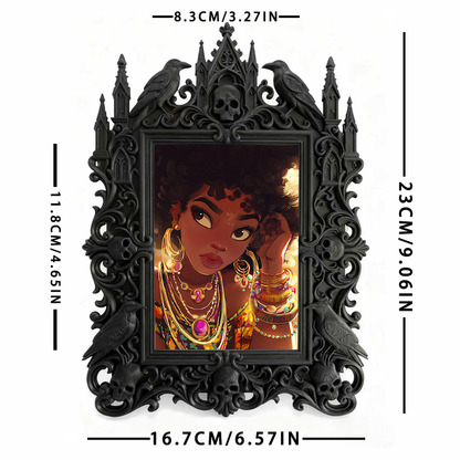 Quick-sell-gothic Gothic Dark-style Photo Frame | Gothic Craft Beer Taproom Wall Decor, Photo Ornament, Dual-use Display, Retro Plastic Fram