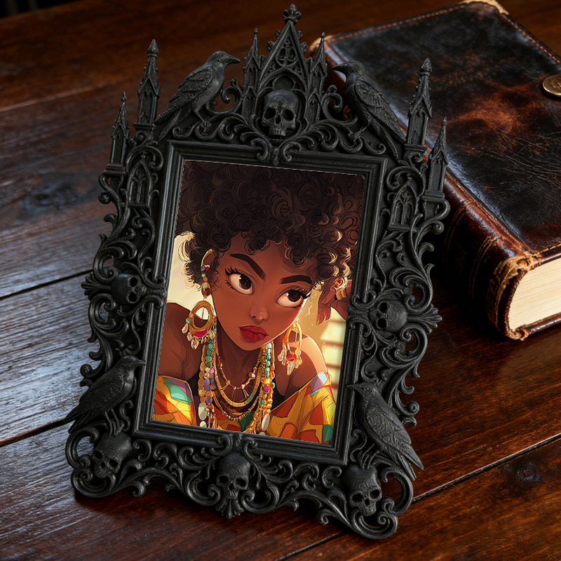 High-coveted Gothic Dark-style Photo Frame | Witchy Spell Jar Making Party Decor, Photo Ornament, Wall-mountable & Tabletop, Scratch-resista