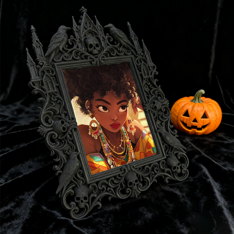 High-coveted Gothic Dark-style Photo Frame | Witchy Spell Jar Making Party Decor, Photo Ornament, Wall-mountable & Tabletop, Scratch-resista