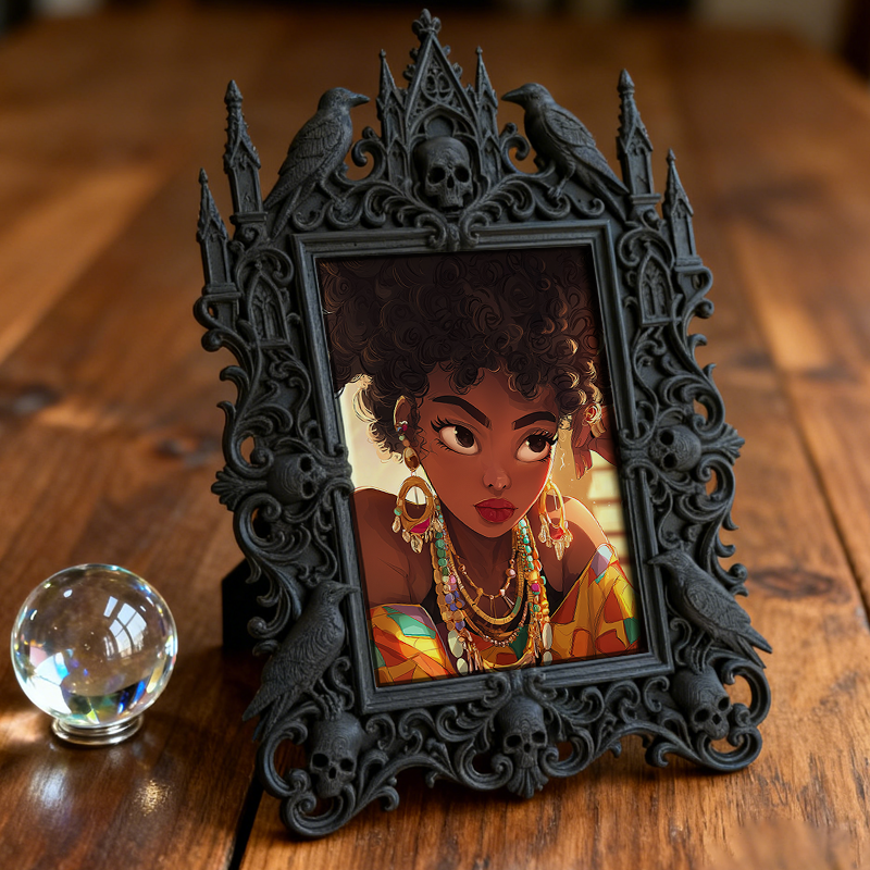 High-coveted Gothic Dark-style Photo Frame | Witchy Spell Jar Making Party Decor, Photo Ornament, Wall-mountable & Tabletop, Scratch-resista