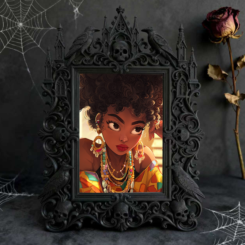 High-coveted Gothic Dark-style Photo Frame | Witchy Spell Jar Making Party Decor, Photo Ornament, Wall-mountable & Tabletop, Scratch-resista