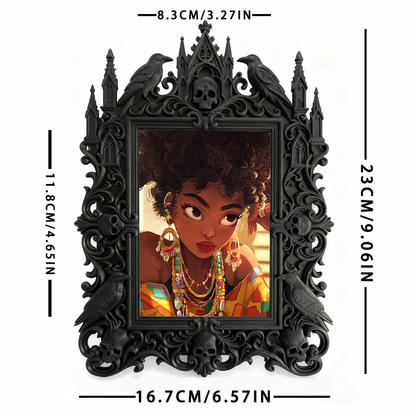 High-coveted Gothic Dark-style Photo Frame | Witchy Spell Jar Making Party Decor, Photo Ornament, Wall-mountable & Tabletop, Scratch-resista