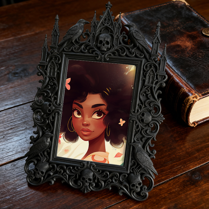 Style-setter Gothic Dark-style Photo Frame | Gothic Pet Memorial Photo Corner Decor, Photo Ornament, Wall/Table Dual-use, Eco-friendly Frame