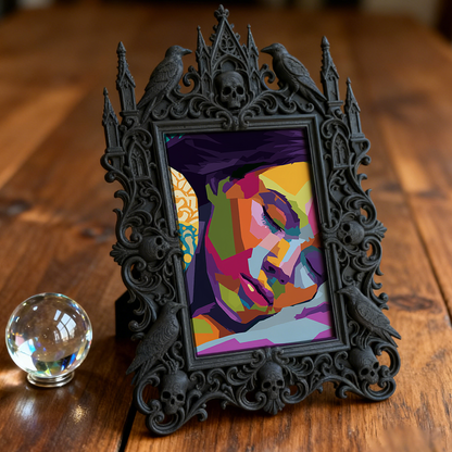 Sought-after-gem Gothic Dark-style Photo Frame | Werewolf Themed Cabin Wall Decor, Photo Ornament, Wall/Table Dual-use, Rustic Frame