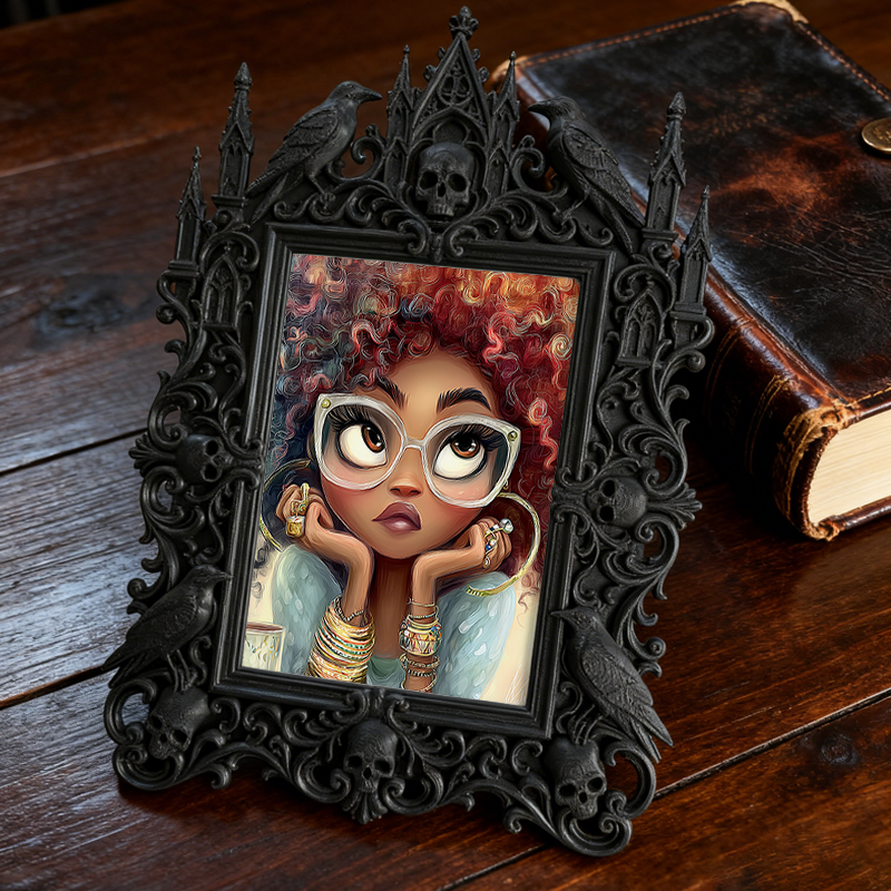 Insta-trending Gothic Dark-style Photo Frame | Gothic Brow Lamination Studio Decor, Photo Ornament, Wall-mountable & Tabletop, High-gloss Fr
