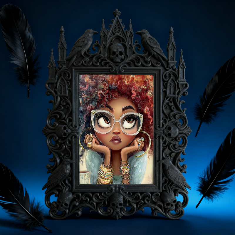 Insta-trending Gothic Dark-style Photo Frame | Gothic Brow Lamination Studio Decor, Photo Ornament, Wall-mountable & Tabletop, High-gloss Fr