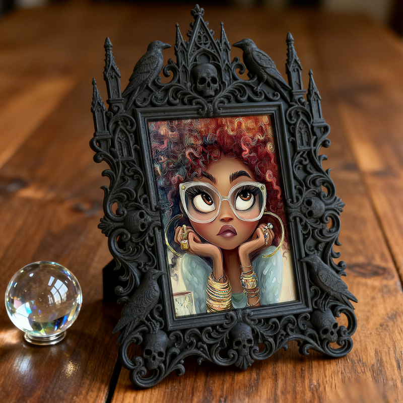 Insta-trending Gothic Dark-style Photo Frame | Gothic Brow Lamination Studio Decor, Photo Ornament, Wall-mountable & Tabletop, High-gloss Fr