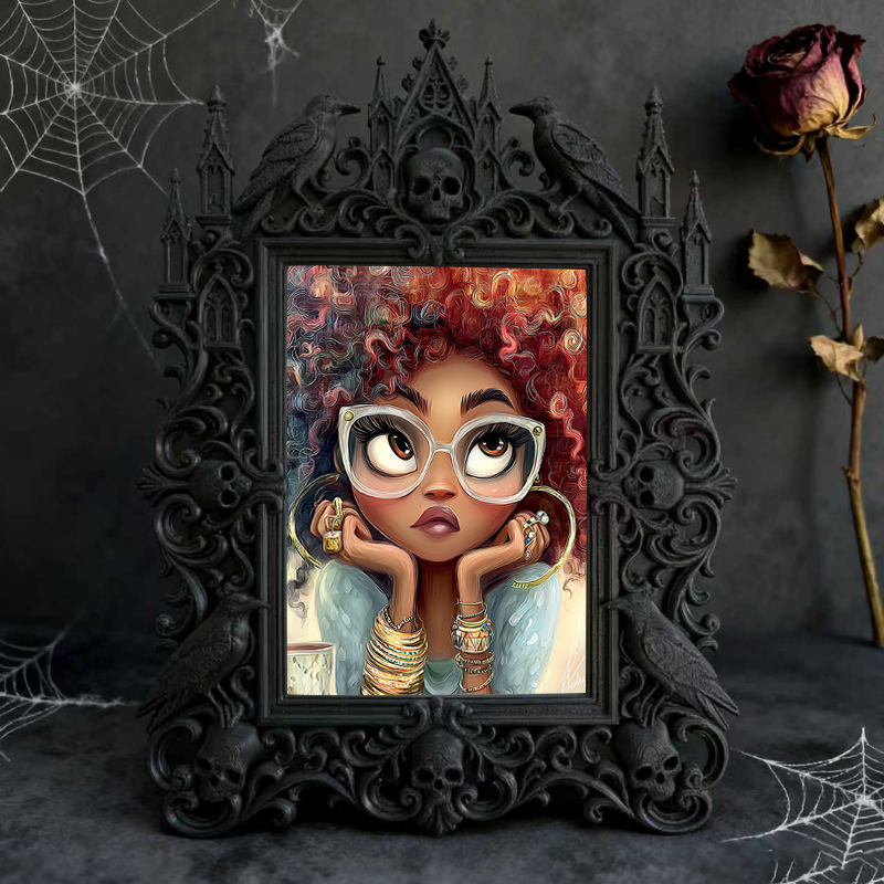 Insta-trending Gothic Dark-style Photo Frame | Gothic Brow Lamination Studio Decor, Photo Ornament, Wall-mountable & Tabletop, High-gloss Fr