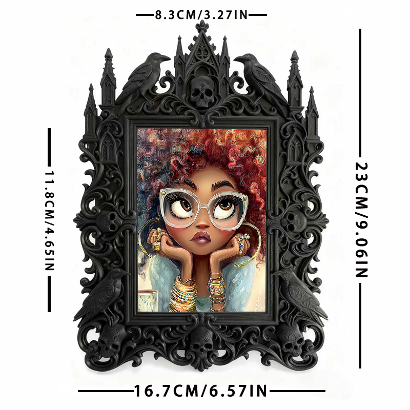 Insta-trending Gothic Dark-style Photo Frame | Gothic Brow Lamination Studio Decor, Photo Ornament, Wall-mountable & Tabletop, High-gloss Fr