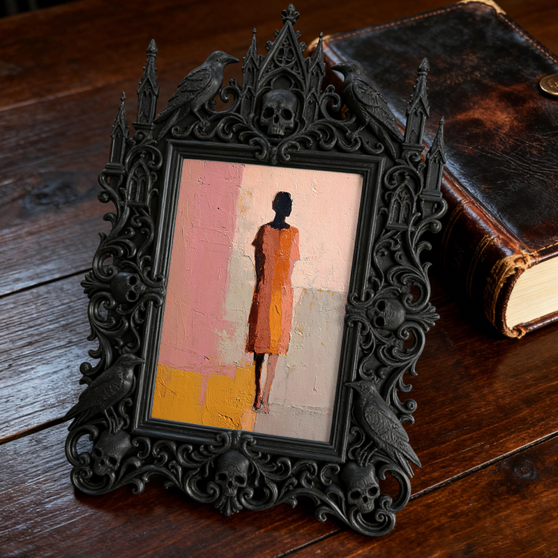 Classy-dark-style Gothic Dark-style Photo Frame | Dark Academia Book Folding Art Shop Decor, Photo Ornament, Wall-mountable & Tabletop, Prac