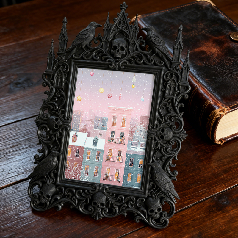 Unique-gothic Gothic Dark-style Photo Frame | Witchy Tarot Cloth Weaving Studio Decor, Photo Ornament, Wall-mountable & Tabletop, Portable F