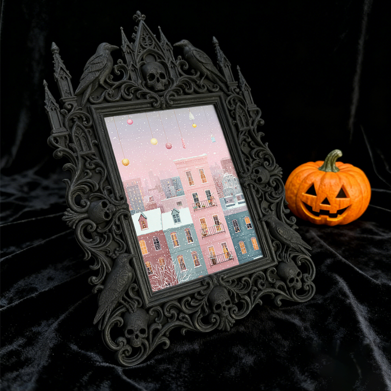 Unique-gothic Gothic Dark-style Photo Frame | Witchy Tarot Cloth Weaving Studio Decor, Photo Ornament, Wall-mountable & Tabletop, Portable F