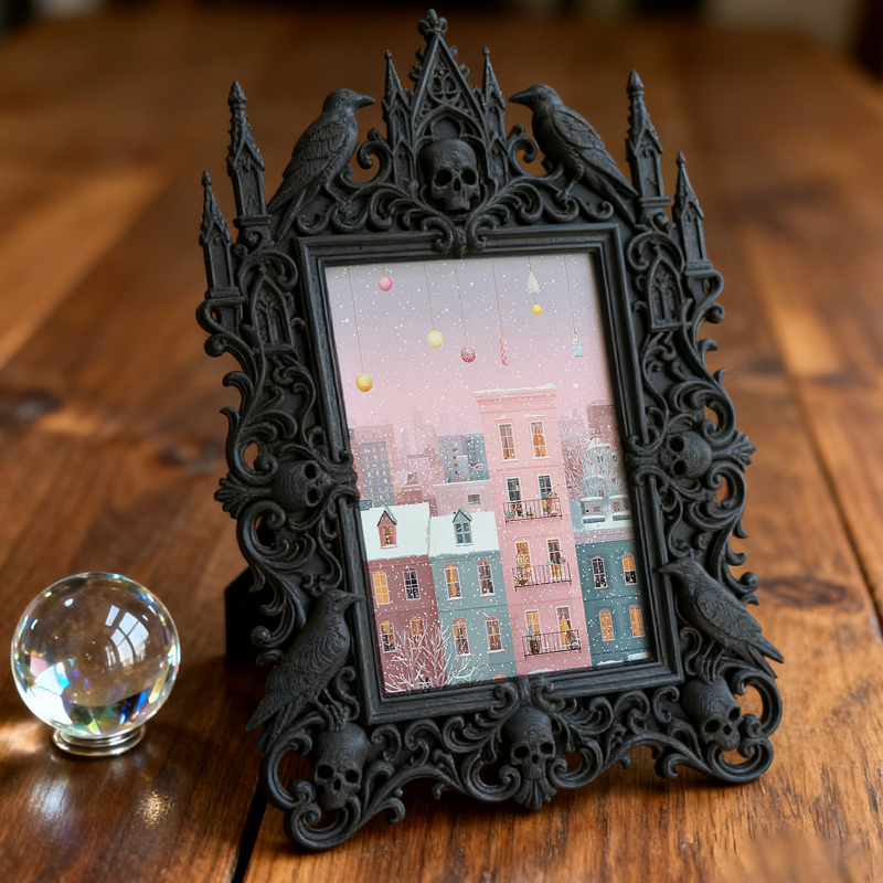 Unique-gothic Gothic Dark-style Photo Frame | Witchy Tarot Cloth Weaving Studio Decor, Photo Ornament, Wall-mountable & Tabletop, Portable F