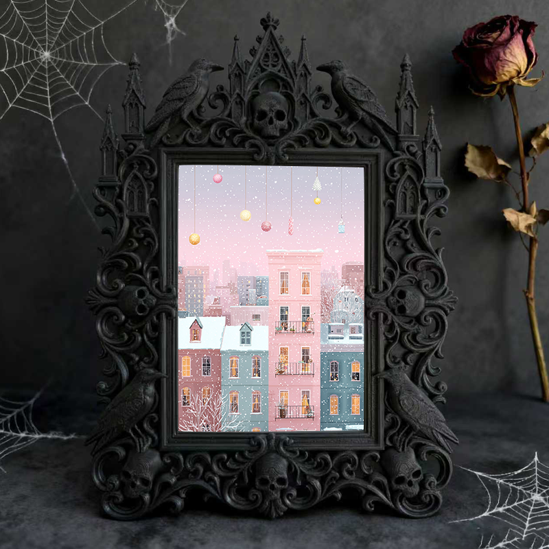 Unique-gothic Gothic Dark-style Photo Frame | Witchy Tarot Cloth Weaving Studio Decor, Photo Ornament, Wall-mountable & Tabletop, Portable F