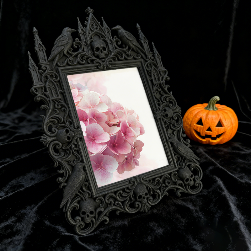 Refined-dark-vibe Gothic Dark-style Photo Frame | Paranormal Gift Shop Shelf Decor, Photo Ornament, Wall-mountable & Tabletop, Elegant Frame