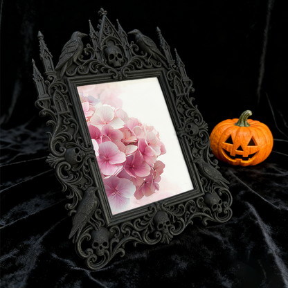 Refined-dark-vibe Gothic Dark-style Photo Frame | Paranormal Gift Shop Shelf Decor, Photo Ornament, Wall-mountable & Tabletop, Elegant Frame