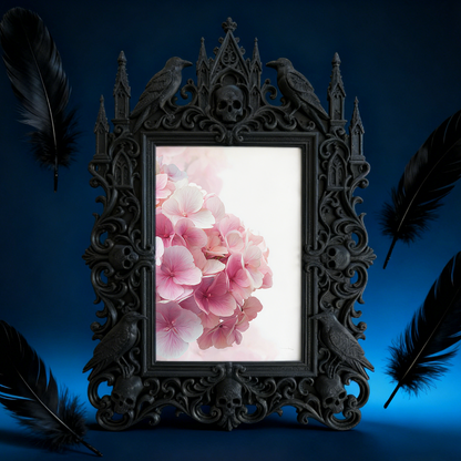 Refined-dark-vibe Gothic Dark-style Photo Frame | Paranormal Gift Shop Shelf Decor, Photo Ornament, Wall-mountable & Tabletop, Elegant Frame