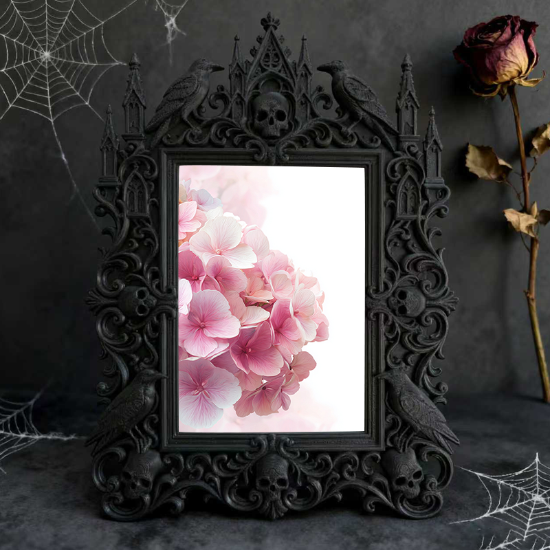 Refined-dark-vibe Gothic Dark-style Photo Frame | Paranormal Gift Shop Shelf Decor, Photo Ornament, Wall-mountable & Tabletop, Elegant Frame