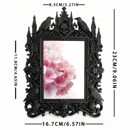 Refined-dark-vibe Gothic Dark-style Photo Frame | Paranormal Gift Shop Shelf Decor, Photo Ornament, Wall-mountable & Tabletop, Elegant Frame