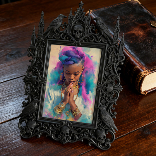 Collector-fave-pick Gothic Dark-style Photo Frame | Vintage Horror Toy Shop Decor, Photo Ornament, Wall/Table Dual-use, Display-grade Frame