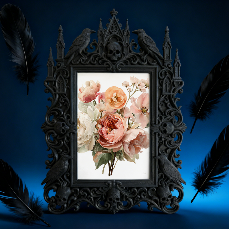 Eye-catching-gothic Gothic Dark-style Photo Frame | Dark Fantasy Resin Casting Studio Decor, Photo Ornament, Wall-mountable & Tabletop, Crea