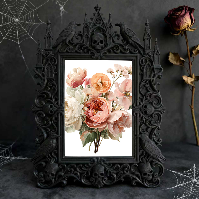 Eye-catching-gothic Gothic Dark-style Photo Frame | Dark Fantasy Resin Casting Studio Decor, Photo Ornament, Wall-mountable & Tabletop, Crea