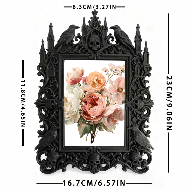 Eye-catching-gothic Gothic Dark-style Photo Frame | Dark Fantasy Resin Casting Studio Decor, Photo Ornament, Wall-mountable & Tabletop, Crea