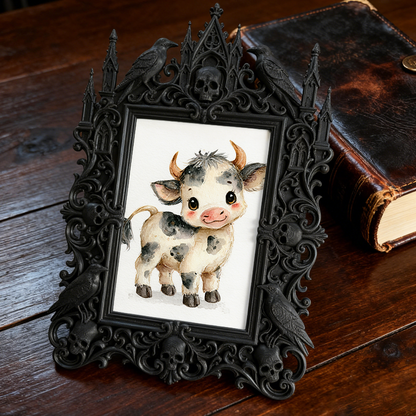 Trending-hot Gothic Dark-style Photo Frame | Gothic Halloween Garage Party Decor, Photo Ornament, Wall-mountable & Tabletop, Plastic Frame