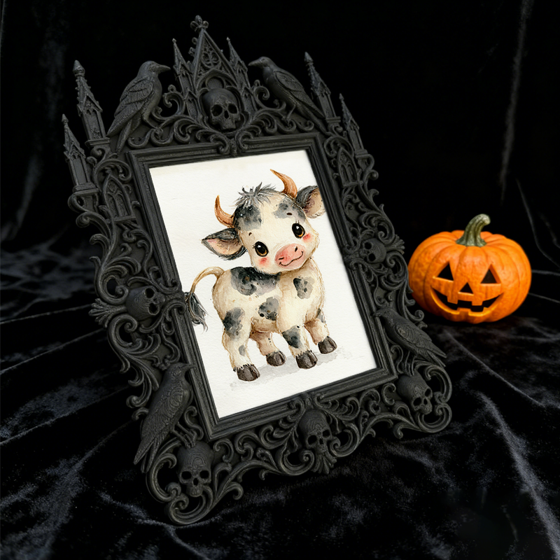 Trending-hot Gothic Dark-style Photo Frame | Gothic Halloween Garage Party Decor, Photo Ornament, Wall-mountable & Tabletop, Plastic Frame