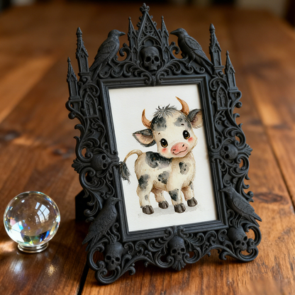 Trending-hot Gothic Dark-style Photo Frame | Gothic Halloween Garage Party Decor, Photo Ornament, Wall-mountable & Tabletop, Plastic Frame