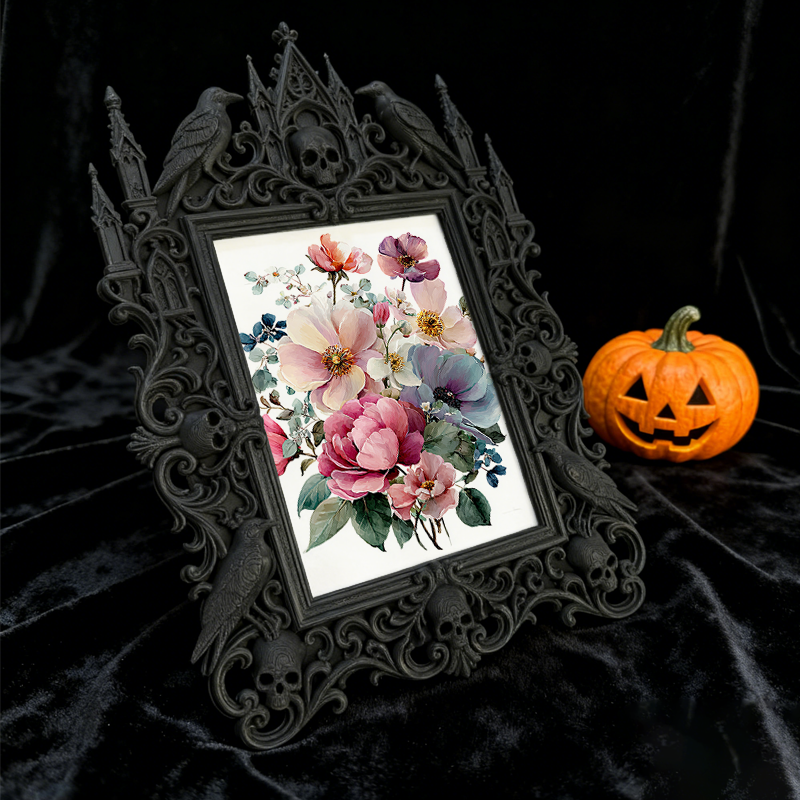 Top-choice-gothic Gothic Dark-style Photo Frame | Dark Academia Dorm Art Corner Decor, Photo Ornament, Wall/Table Dual-use, Durable Frame
