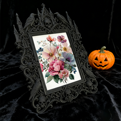 Top-choice-gothic Gothic Dark-style Photo Frame | Dark Academia Dorm Art Corner Decor, Photo Ornament, Wall/Table Dual-use, Durable Frame