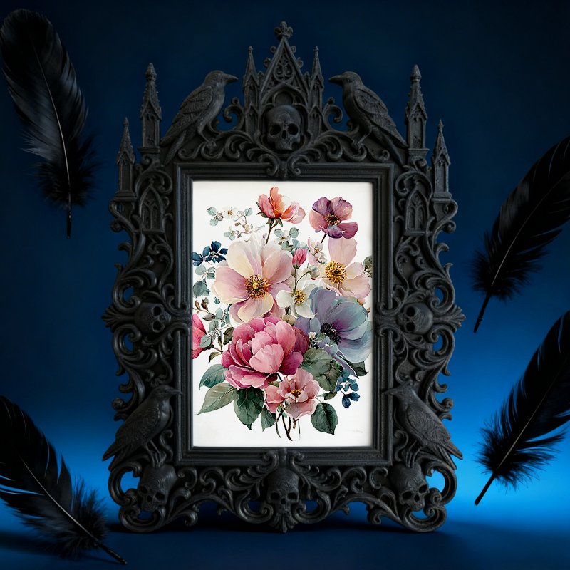 Top-choice-gothic Gothic Dark-style Photo Frame | Dark Academia Dorm Art Corner Decor, Photo Ornament, Wall/Table Dual-use, Durable Frame