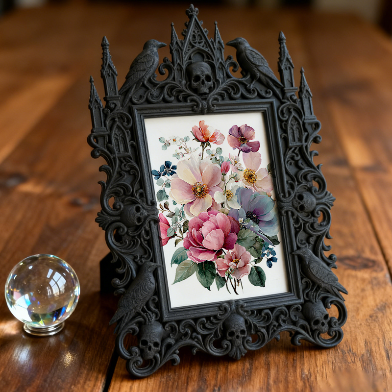 Top-choice-gothic Gothic Dark-style Photo Frame | Dark Academia Dorm Art Corner Decor, Photo Ornament, Wall/Table Dual-use, Durable Frame