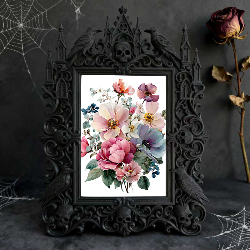 Top-choice-gothic Gothic Dark-style Photo Frame | Dark Academia Dorm Art Corner Decor, Photo Ornament, Wall/Table Dual-use, Durable Frame