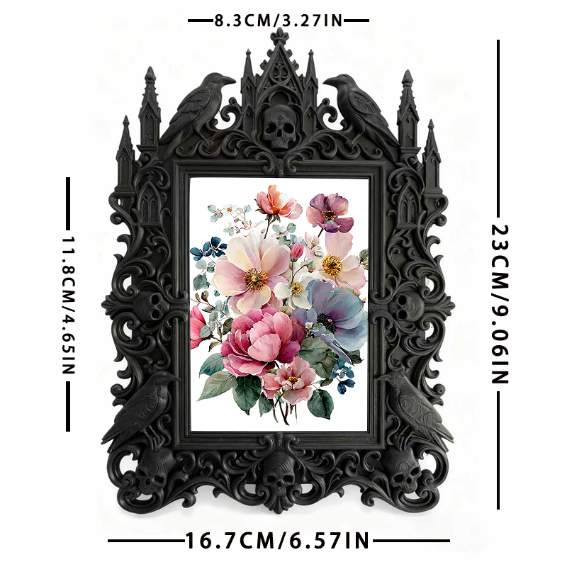Top-choice-gothic Gothic Dark-style Photo Frame | Dark Academia Dorm Art Corner Decor, Photo Ornament, Wall/Table Dual-use, Durable Frame