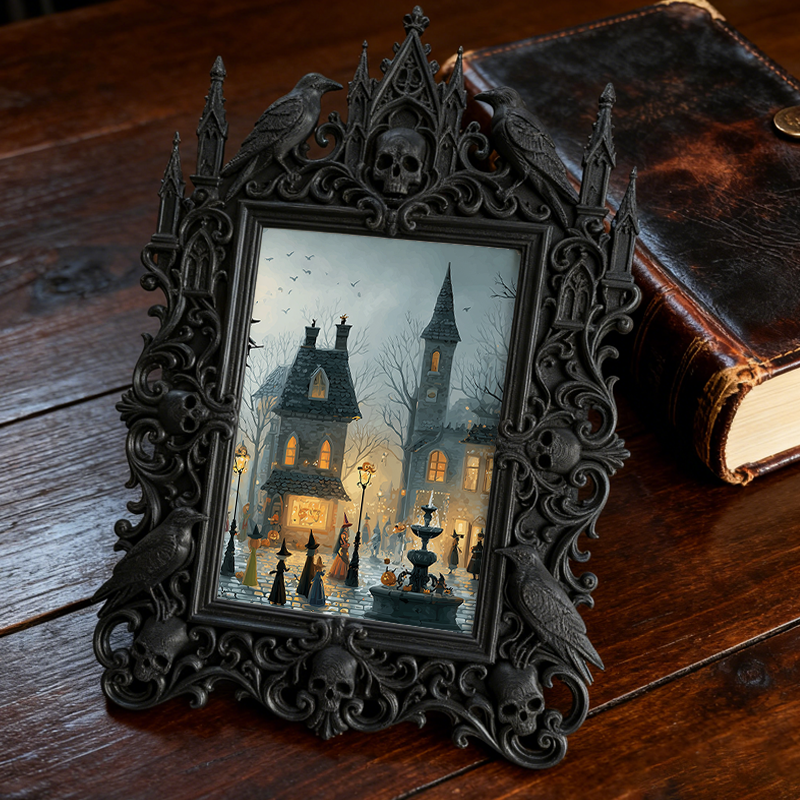 Fast-moving Gothic Dark-style Photo Frame | Gothic Dark Roast Coffee Shop Decor, Photo Ornament, Dual-use Display, Retro Plastic Frame