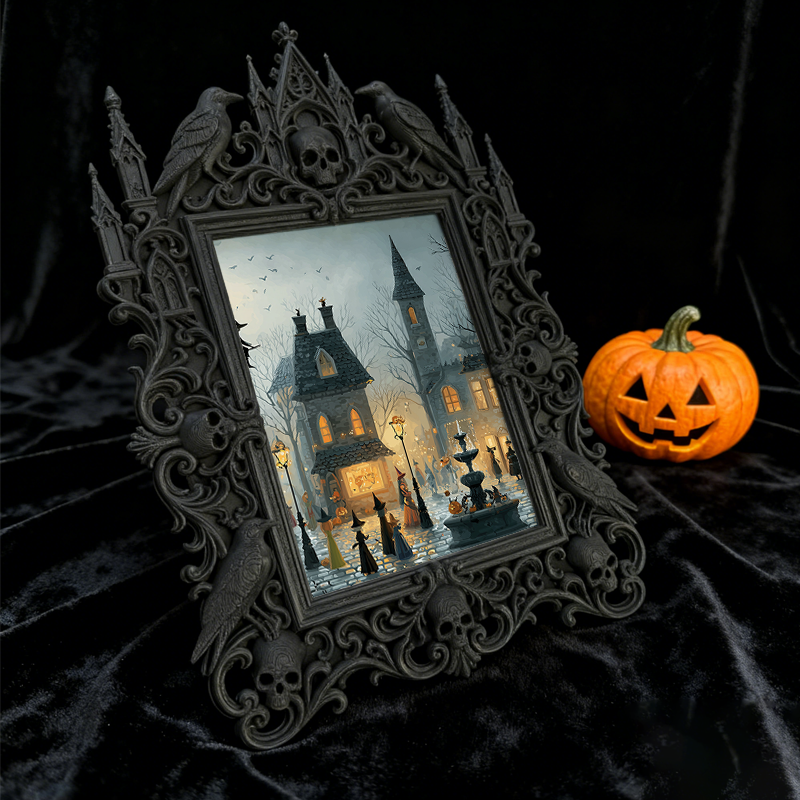 Fast-moving Gothic Dark-style Photo Frame | Gothic Dark Roast Coffee Shop Decor, Photo Ornament, Dual-use Display, Retro Plastic Frame