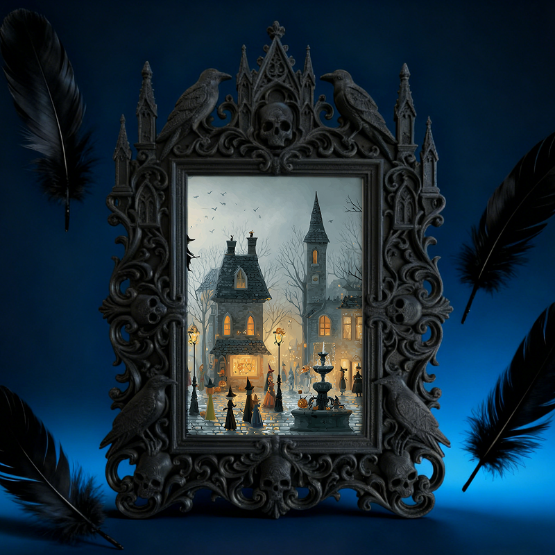 Fast-moving Gothic Dark-style Photo Frame | Gothic Dark Roast Coffee Shop Decor, Photo Ornament, Dual-use Display, Retro Plastic Frame
