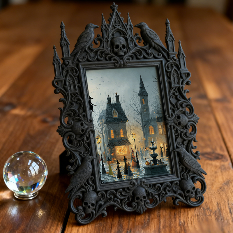 Fast-moving Gothic Dark-style Photo Frame | Gothic Dark Roast Coffee Shop Decor, Photo Ornament, Dual-use Display, Retro Plastic Frame