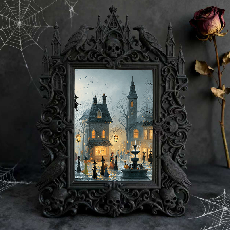 Fast-moving Gothic Dark-style Photo Frame | Gothic Dark Roast Coffee Shop Decor, Photo Ornament, Dual-use Display, Retro Plastic Frame
