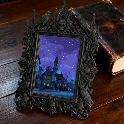High-demand-gothic Gothic Dark-style Photo Frame | Witchy Crystal Grid Party Decor, Photo Ornament, Wall-mountable & Tabletop, Scratch-resis